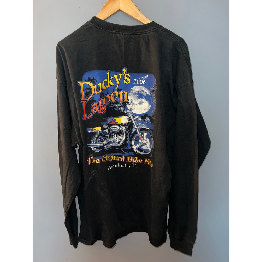Vintage 2006 Ducky's Lagoon Bike Nite Long Sleeve T-Shirt Black 2XL Motorcycle